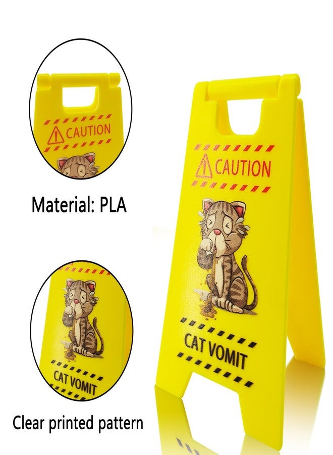 Zeptrix Cat Vomit Caution Sign 3Pcs Funny Mini Cat Warning Overstimulated Desk Signs for Cat Mom Dad Perfect Gag Gift for Women Men Pet Owners Best Friends Humor Enthusiasts Cat Themed Home Office Decorations - Image 3